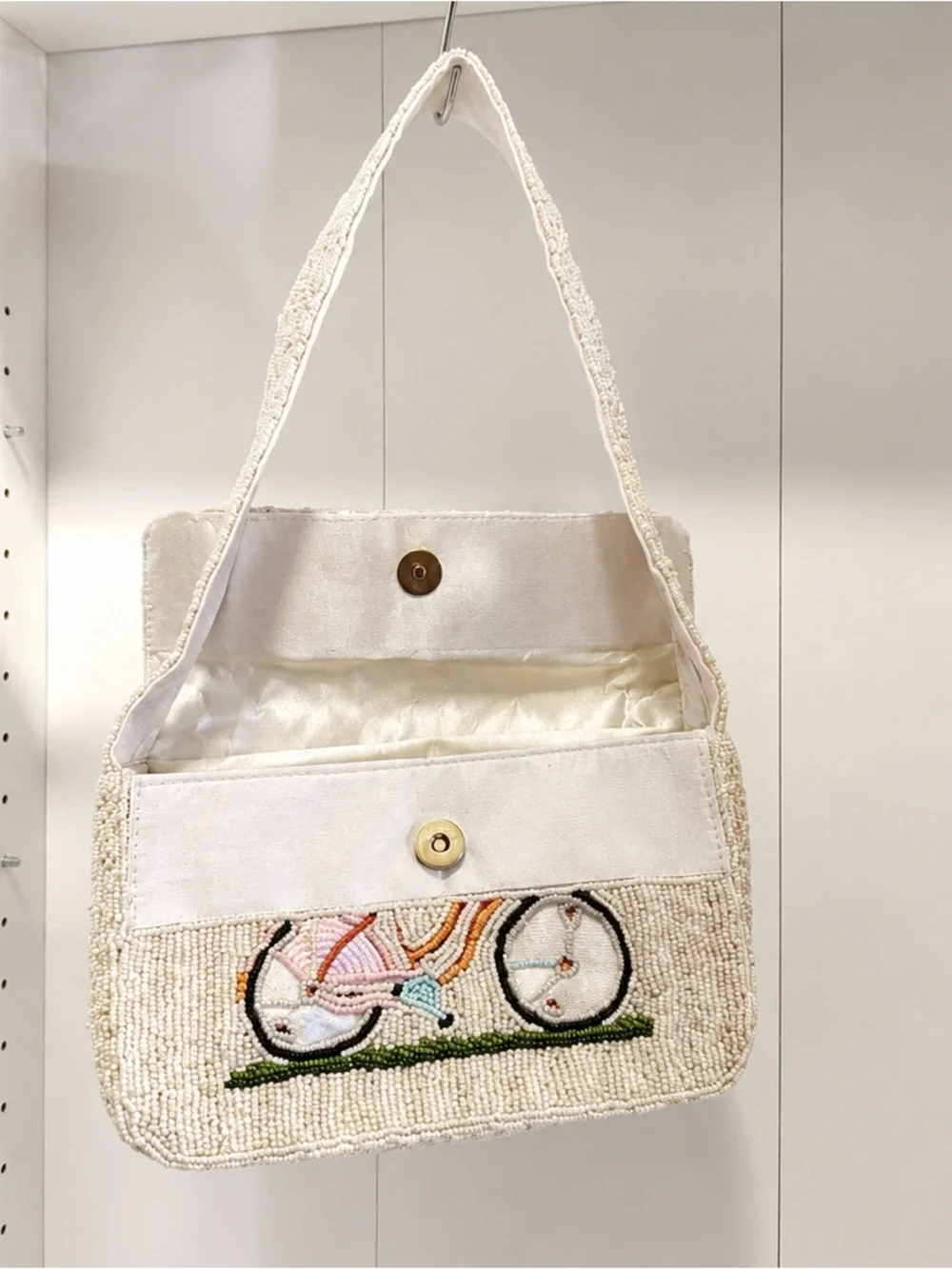 SOL & MER Beaded Bicycle Shoulder Bag – Handmade Artisan Purse
